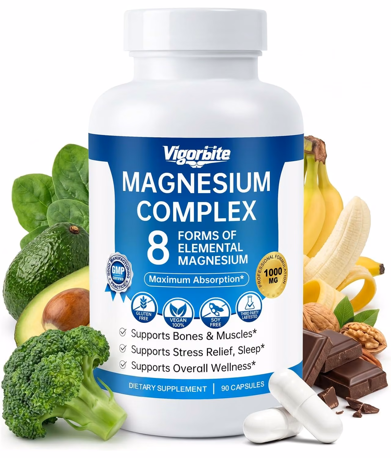VigorBite Magnesium Complex 8 | 8 Forms, 90 Vegan Capsules