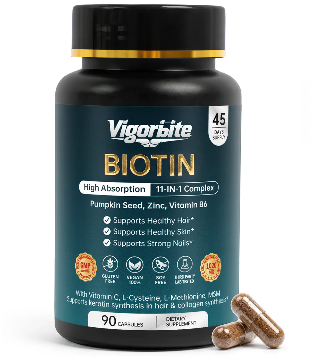VigorBite Biotin Hair Support | 11-in-1 Complex, 90 Vegan Capsules